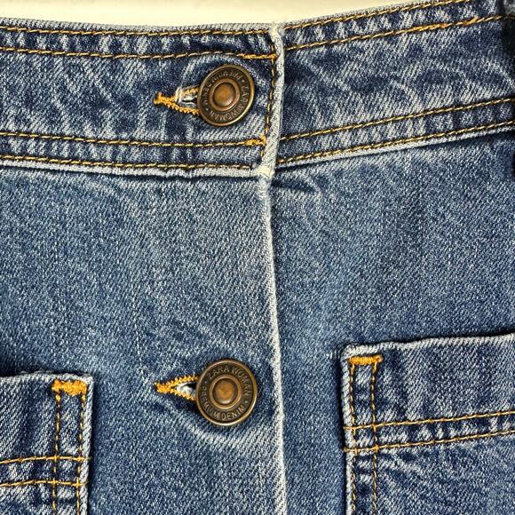 ZARA Woman Button-Up Pocket 100% Cotton Medium Wash Mini Denim Jean Skirt XS - Picture 4 of 6